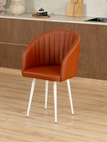 Стул Карибу экокожа белый/коричневый