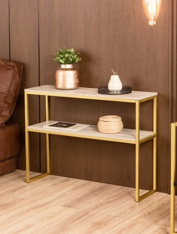 Туалетный консольный столик в стиле лофт Вакка золотой/кашемир
