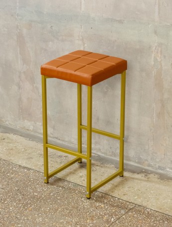 Барный стул табурет с мягким сиденьем Нио золотой/коричневый