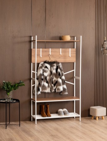 Вешалка напольная в прихожую лофт Татта белый/амаретто