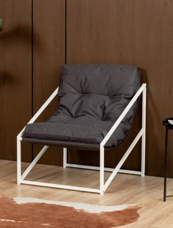 Кресло в стиле лофт Сена велюр белый/серый