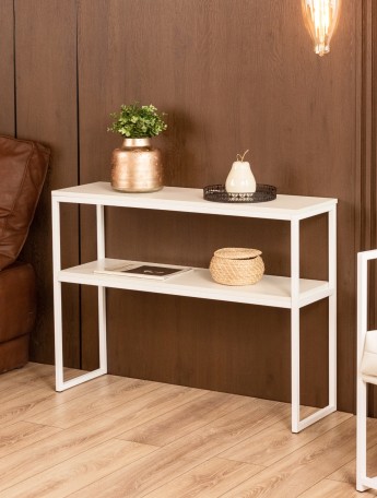 Туалетный консольный столик в стиле лофт Вакка белый/белый