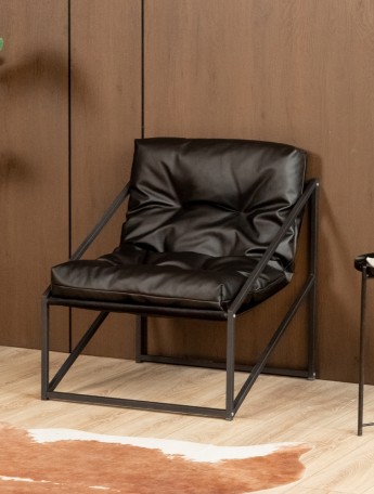 Кресло в стиле лофт Сена экокожа черный/черный