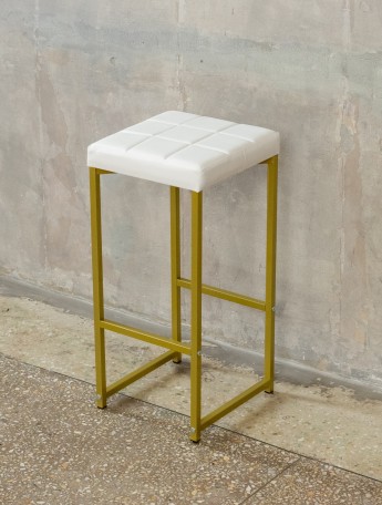 Барный стул табурет с мягким сиденьем Нио золотой/белый