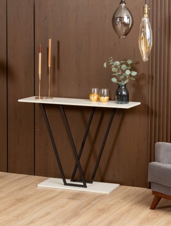 Консольный столик в прихожую лофт Чарко черный/белый