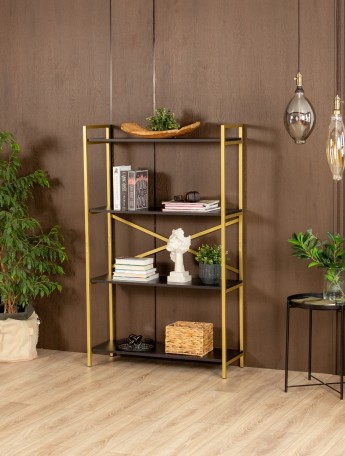 Металлический стеллаж Катунь золотой/черный