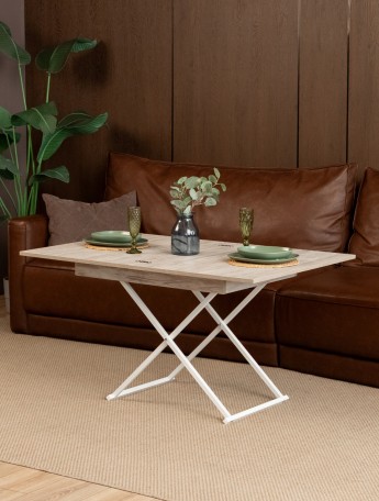 Стол трансформер лофт для гостиной Кемь белый/кашемир