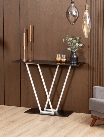 Консольный столик в прихожую лофт Чарко белый/черный