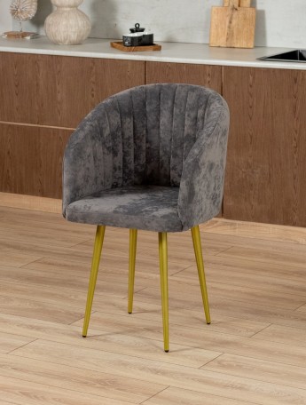 Стул Карибу велюр золотой/серый