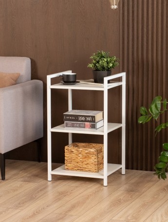 Стеллаж металлический лофт с полками Двина белый/белый