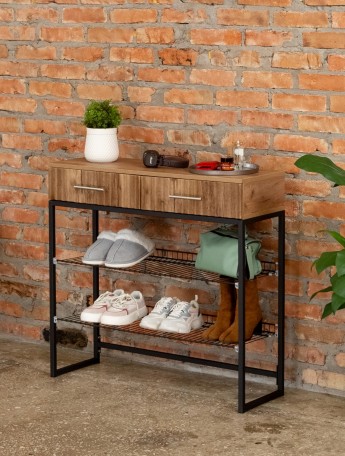 Обувница с фрезерованными фасадами Коди черный/амаретто