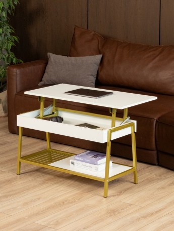 Журнальный стол-трансформер Шуда золотой/белый
