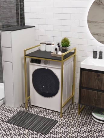 Стеллаж для стиральной сушильной машин Шексна золотой/черный