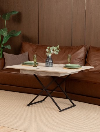 Стол трансформер лофт для гостиной Кемь черный/кашемир