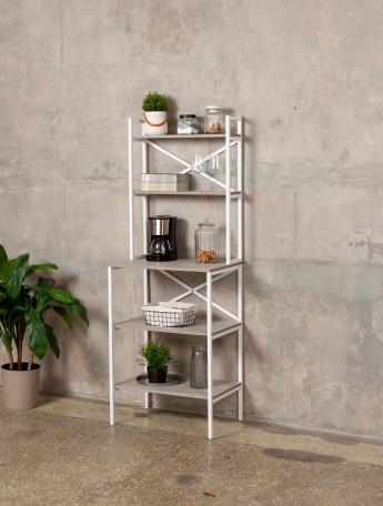 Стеллаж на кухню для микроволновки металлический лофт Истра белый/кашемир