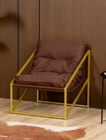 Кресло в стиле лофт Сена велюр золотой/коричневый