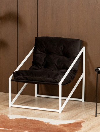 Кресло в стиле лофт Сена велюр белый/черный