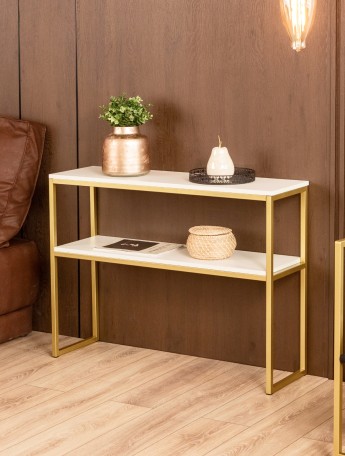 Туалетный консольный столик в стиле лофт Вакка золотой/белый