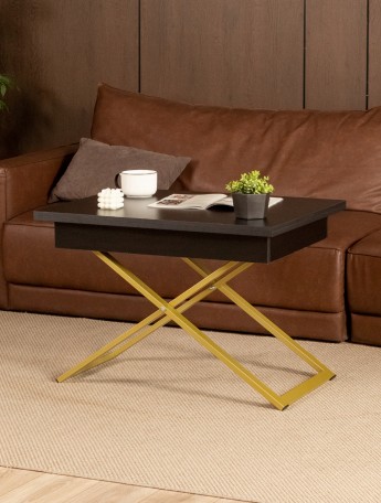 Стол трансформер раздвижной Амга золотой/черный