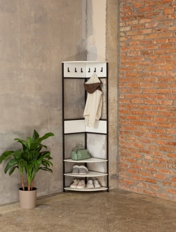 Вешалка угловая напольная Анива черный/белый