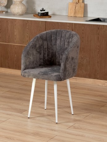 Стул Карибу велюр белый/серый