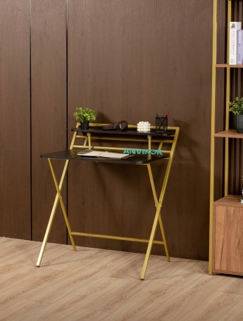 Стол складной письменный Симетo золотой/черный