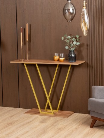 Консольный столик в прихожую лофт Чарко золотой/амаретто