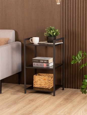 Стеллаж металлический лофт с полками Двина черный/черный