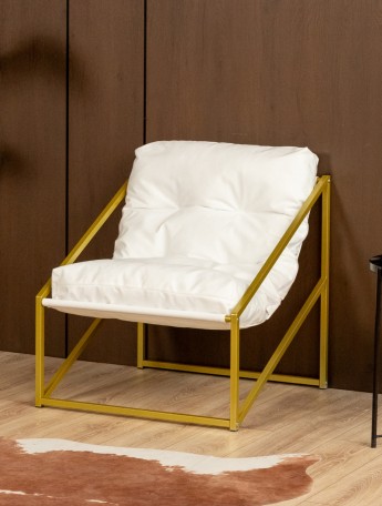 Кресло в стиле лофт Сена велюр золотой/белый