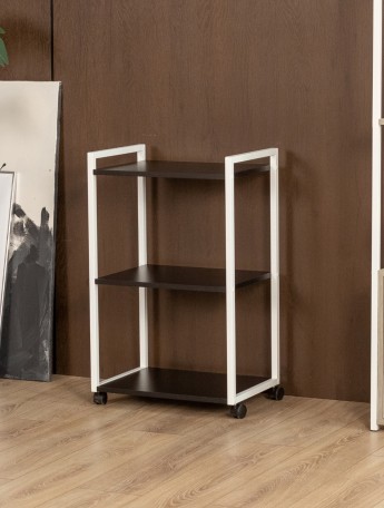 Косметологическая тележка трехъярусная на колесиках Амур белый/черный