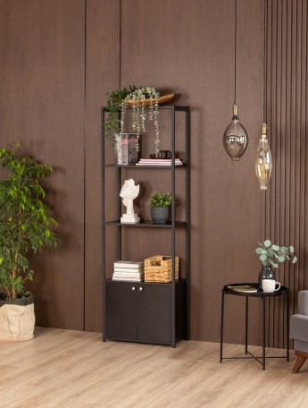 Стеллаж с тумбой и 3 полками Семуа черный/черный