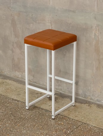 Барный стул табурет с мягким сиденьем Нио белый/коричневый