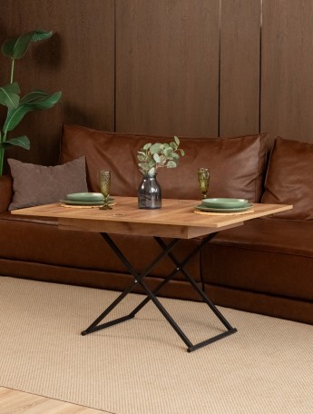 Стол трансформер лофт для гостиной Кемь черный/амаретто