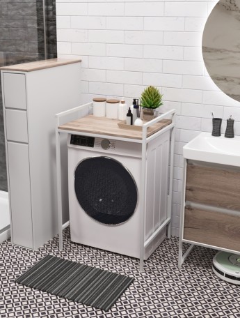 Стеллаж для стиральной сушильной машин Шексна белый/кашемир