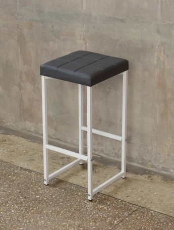 Барный стул табурет с мягким сиденьем Нио белый/серый