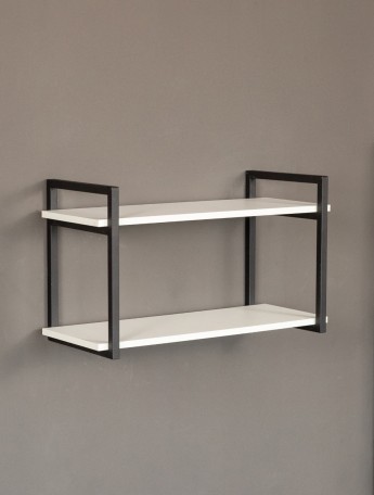 Настенная полка в стиле лофт Онега черный/белый