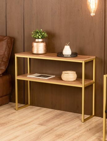 Туалетный консольный столик в стиле лофт Вакка золотой/амаретто