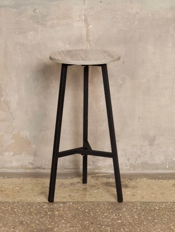 Полубарный стул табурет круглый лофт Эна черный/кашемир