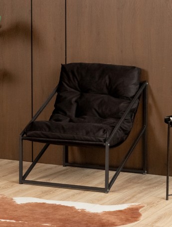 Кресло в стиле лофт Сена велюр черный/черный