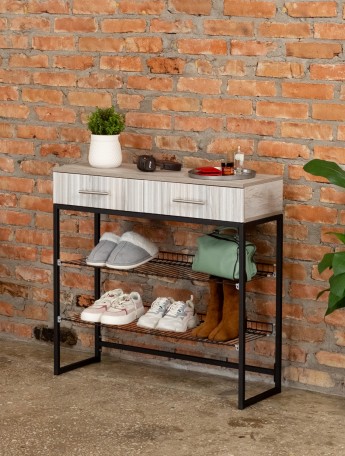 Обувница с фрезерованными фасадами Коди черный/кашемир