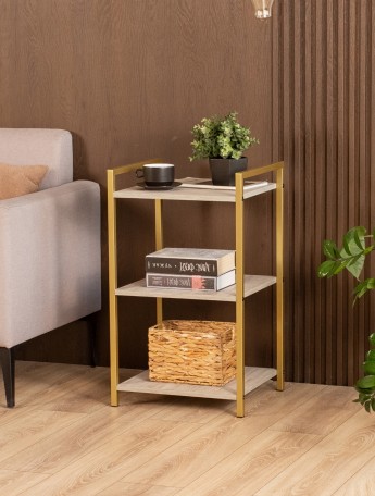 Стеллаж металлический лофт с полками Двина золотой/кашемир