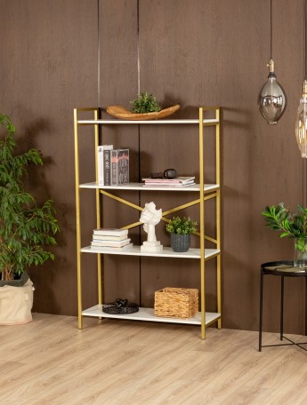 Металлический стеллаж Катунь золотой/белый