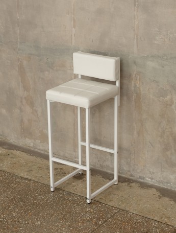 Барный стул со спинкой мягкий лофт Тоба белый/белый