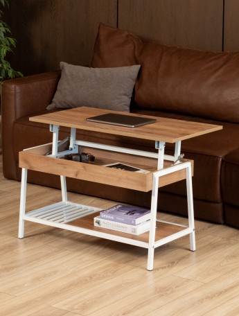 Журнальный стол-трансформер Шуда белый/амаретто