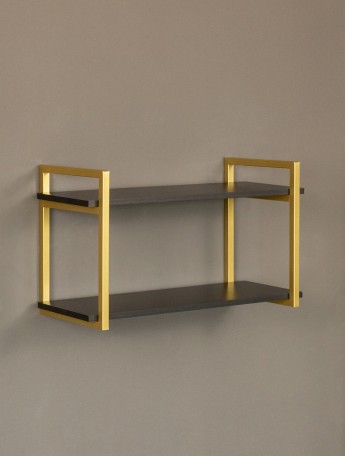 Настенная полка в стиле лофт Онега золотой/черный