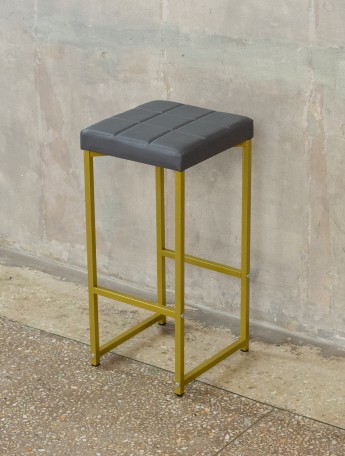 Барный стул табурет с мягким сиденьем Нио золотой/серый