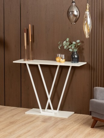 Консольный столик в прихожую лофт Чарко белый/белый