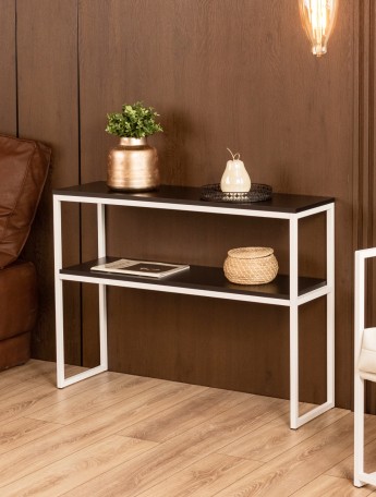 Туалетный консольный столик в стиле лофт Вакка белый/черный