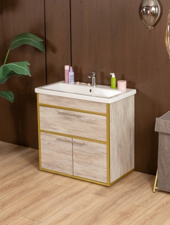 Тумба под раковину для ванной лофт Шимри золотой/кашемир