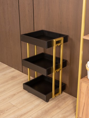 Тележка косметологическая на колесиках Ангара золотой/черный